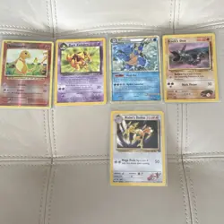 Pokemon TCG 5 Card Lot – Charmander, Dark Kadabra, Blastoise, Brock's Onix - Image 1