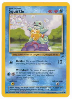 Squirtle Base Set 2 Lightly Played 93/130 Vintage Cute Pokemon TCG Actual Card - Image 1