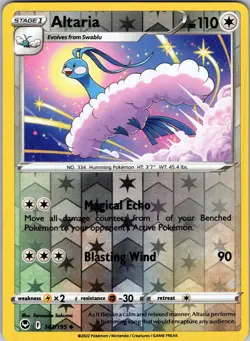 Pokemon TCG Altaria SWSH Silver Tempest 143/195 Reverse Holo Uncommon Card NM - Image 1