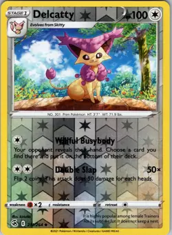 Pokemon TCG Delcatty SWSH Fusion Strike 211/264 Reverse Holo Uncommon Card NM - Image 1