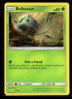 2019 Sun & Moon - Detective Pikachu Bulbasaur Holo #1 Pokemon Card - Image 1