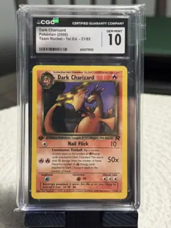 Dark Charizard Pokemon Card CGC Gem Mint 10 Team Rocket 1st Ed. 21/82 - Image 1