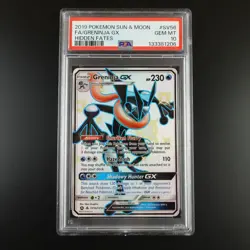 PSA 10 Greninja GX SV56/SV94 Pokemon Hidden Fates Full Art Holo Card - Image 1