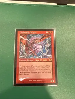 Lightning Dragon Urza’s Saga 1st FOIL Pre-Release Promo Magic MTG NEAR MINT / NM - Image 1