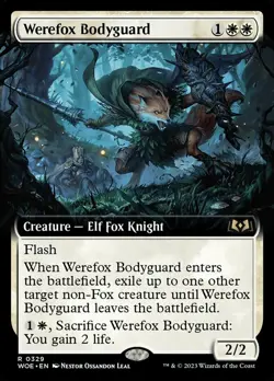 MTG Werefox Bodyguard - Foil - Extended Art, Wilds of Eldraine, Near Mint, Engli - Image 1