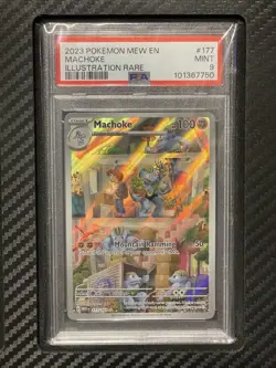 2023 PSA 9 Machoke #177 Illustration Rare Pokemon TCG Scarlet & Violet Mew 151 - Image 1