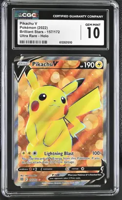Pokemon Pikachu V 157/172 Ultra Rare Brilliant Stars - CGC 10 - Image 1