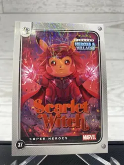 Pikachu as Scarlet Witch Lazer Holo Marvel Heroes & Villains Non-Pokemon Fan Art - Image 3
