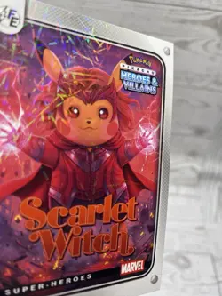 Pikachu as Scarlet Witch Lazer Holo Marvel Heroes & Villains Non-Pokemon Fan Art - Image 4