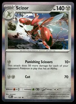 Scizor Holo #141/197 SV03: Obsidian Flames Rare Pokemon - Image 1