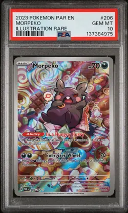 2023 POKEMON PAR EN-PARADOX RIFT ILLUSTRATION RARE #206 MORPEKO PSA 10 - Image 1