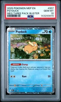 2025 POKEMON MEP EN-ME BLACK STAR PROMO #007 PSYDUCK PSA 10 - Image 1