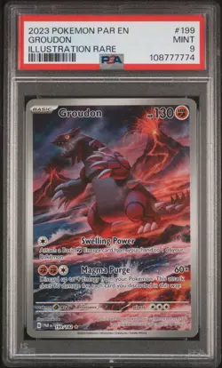 2023 POKEMON PAR EN-PARADOX RIFT ILLUSTRATION RARE #199 GROUDON PSA 9 - Image 1