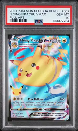 2021 POKEMON CELEBRATIONS #007 FULL ART/FLYING PIKACHU VMAX PSA 10 - Image 1