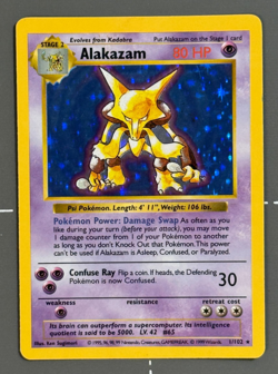 1999 Pokemon Base Set Alakazam 1/102 Rare Holo WOTC LP - Image 1