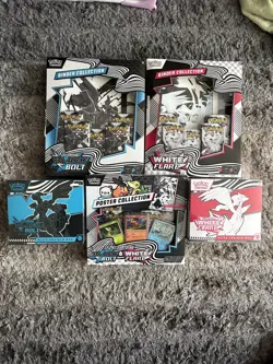 Pokemon Black Bolt & White Flare Bundle New Sealed 2x ETB, 2x Binder, 1x Poster - Image 1