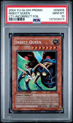 2004 YU-GI-OH! PROMO COLLECTOR TINS-INCORRECT FOIL #EN005 INSECT QUEEN PSA 10 - Image 1