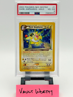 ⚡ 2002 POKEMON NEO DESTINY #1 DARK AMPHAROS - HOLO WOTC RARE CARD - PSA 4 ⚡ - Image 1