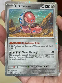 POKEMON ORTHWORM 151/193 RARE COSMOS HOLOFOIL WITH SWIRL PALDEA EVOLVED NM CARD - Image 1