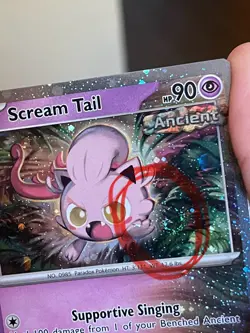 POKEMON SCREAM TAIL #077/162 UNCOMMON COSMOS HOLO SWIRL TEMPORAL FORCES NM CARD - Image 2