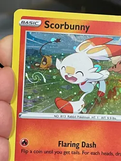 POKEMON SCORBUNNY SWSH244 PROMO BLACK STAR COSMOS HOLOFOIL WITH HD SWIRL NM CARD - Image 4