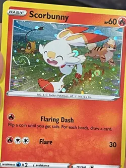 POKEMON SCORBUNNY SWSH244 PROMO BLACK STAR COSMOS HOLOFOIL WITH HD SWIRL NM CARD - Image 5
