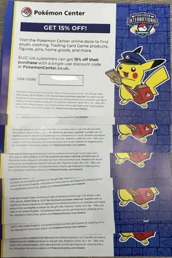 Pokemon Center EUIC 2026 London 15% Off Online Store Code UK ONLY - 1 Code Card - Image 2