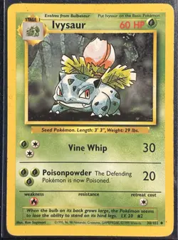 Ivysaur 30/102 - Pokemon TCG Base Set - Uncommon - WOTC - MP Card - Image 1