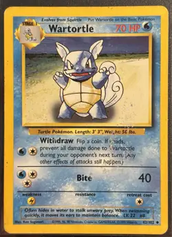 Wartortle 42/102 - Base Set Unlimited WOTC 999 - Pokemon TCG - LP/MP Card - Image 1
