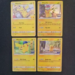 Pikachu Pokemon Card Bundle set - 4 cards included - Pokemon Go, 2025 - Image 1