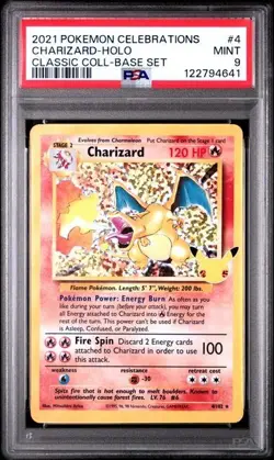 2021 Pokemon Celebrations Charizard #4 HOLO Classic Collection PSA 9 graded card - Image 1