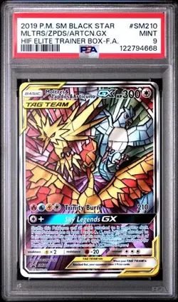 Pokemon TCG 2019 Moltres Zapdos Articuno GX SM210 Promo PSA 9 Mint graded card - Image 1