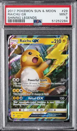 2017 POKEMON SUN & MOON SHINING LEGENDS #29 RAICHU GX PSA 9 - Image 1