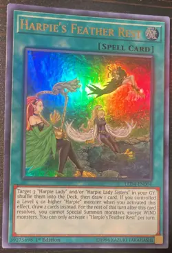 YUGIOH CARDS - Harpie's Feather Rest 1996 1st Edition LED4-EN004 Holo - Image 1