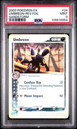 2003 Pokemon Umbreon 24/100 Sandstorm Reverse Holo Foil PSA 9 Mint POP 113 - Image 2