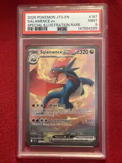 2025 Pokemon JTG EN Salamence ex #187 Special Illustration Rare PSA 9 - Image 2