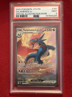 2025 Pokemon JTG EN Salamence ex #187 Special Illustration Rare PSA 9 - Image 3