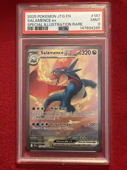 2025 Pokemon JTG EN Salamence ex #187 Special Illustration Rare PSA 9 - Image 4