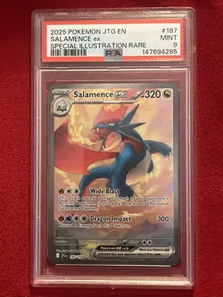 2025 Pokemon JTG EN Salamence ex #187 Special Illustration Rare PSA 9 - Image 5