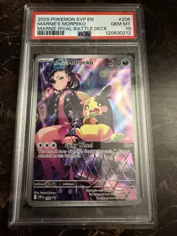2025 POKEMON SVP EN-SV BLACK STAR PROMO #206 MARNIE'S MORPEKO PSA 10 - Image 1