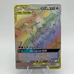 Pokemon Moltres Zapdos Articuno GX Rainbow 69/68 Hidden Fates NM - Image 1