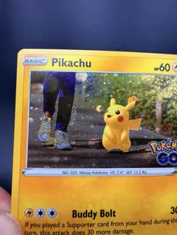 Pokemon Pikachu - (Cosmos Holo SWIRL) 027/078 Pokemon GO Promo NM - Image 2