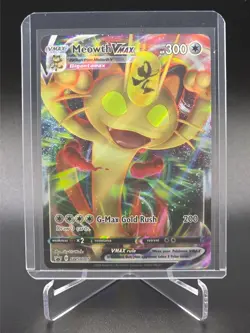 Pokemon TCG Meowth VMAX SWSH005 Black Star Promo (NM) Holo Full Art Pokemon Card - Image 3