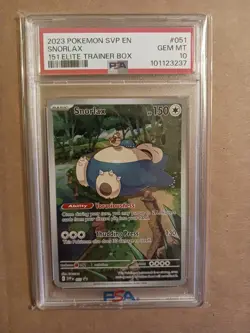 Pokemon Snorlax 051 PSA 10 Promo Holo SV: Scarlet & Violet 151 2023 - Image 1