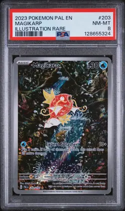 2023 POKEMON PAL EN-PALDEA EVOLVED ILLUSTRATION RARE #203 MAGIKARP PSA 8 - Image 1