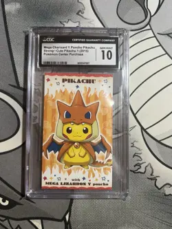 CGC 10 Pokemon 2015 Japanese Poncho Wearing Pikachu Business Card Charizard Y - Image 1