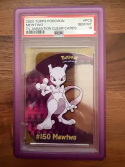 2000 TOPPS POKEMON TV ANIMATION CLEAR CARDS #PC5 MEWTWO PSA 10 - Image 1
