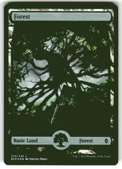 Forest (273) FOIL Battle for Zendikar NM Extended / Full Art CARD - Image 1