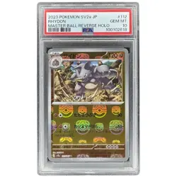 Rhydon 112/165 PSA 10 Master Ball Reverse Holo Japanese Pokemon 151 SV2a - Image 1