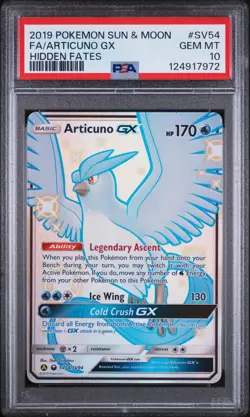 2019 POKEMON SUN & MOON HIDDEN FATES #SV54 FULL ART/ARTICUNO GX PSA 10 - Image 1